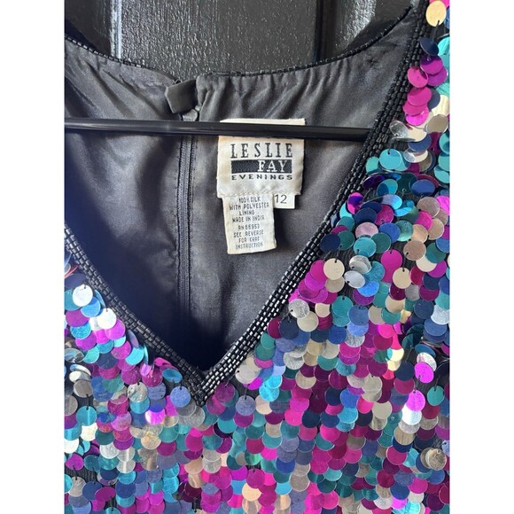 Vtg Silk Allover Paillette Cocktail Formal Sheath Mermaid Fairy New Years Party - Picture 2 of 12